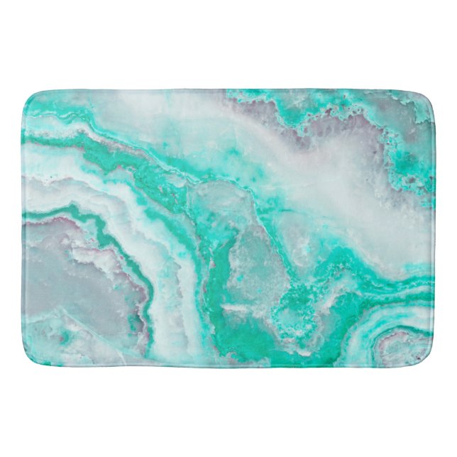 Aqua White Gemstone Agate Mineral Quartz Bathroom Mat (Front)