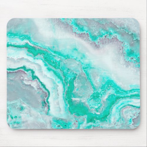 Aqua White Gemstone Agate Mineral Quartz Mouse Pad