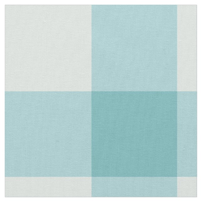 Aqua White Gingham Check Combed Cotton Fabric (Close Up)