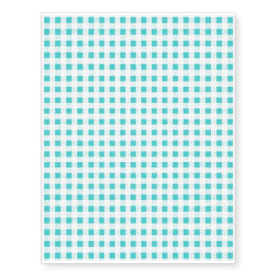 Aqua White Gingham Pattern, Your Monogram Temporary Tattoos