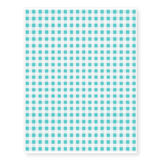 Aqua White Gingham Pattern, Your Monogram Temporary Tattoos (Front)