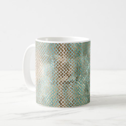 Aqua White Gold Snake Print Coffee Mug