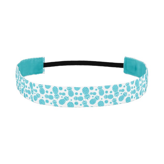 Aqua white graphic pineapple pattern hairband athletic headband (Front)