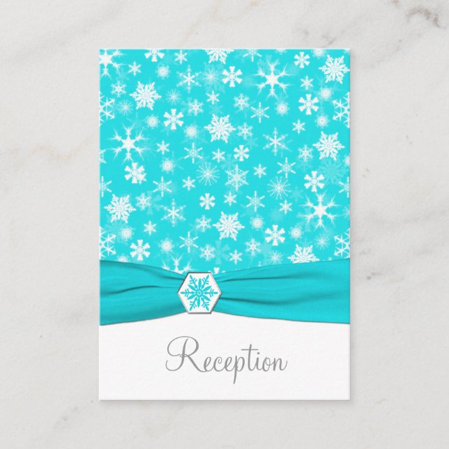 Aqua, White, Gray Snowflakes Enclosure Card (Front)