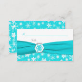 Aqua, White, Gray Snowflakes Place Cards (Front/Back)
