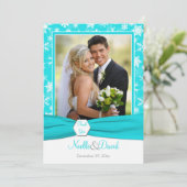 Aqua, White, Gray Snowflakes Thank You Card - Flat (Standing Front)