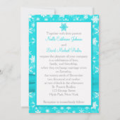 Aqua, White, Gray Snowflakes Wedding Invitation (Back)
