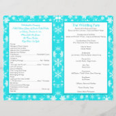 Aqua, White, Gray Snowflakes Wedding Program (Back)
