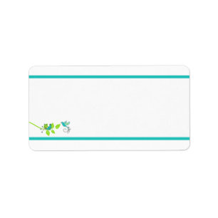 Aqua White Green Floral Birds Blank Address Label