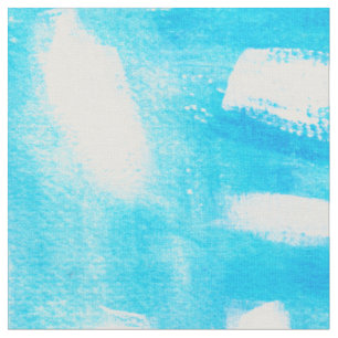 Aqua white hand painted watercolor brushstrokes fabric