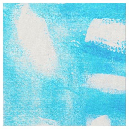Aqua white hand painted watercolor brushstrokes fabric