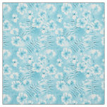 Aqua White Hibiscus Orchids Tropical Floral Fabric