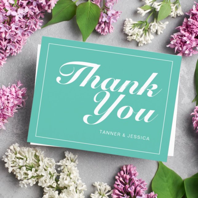 Aqua & White Modern Minimalist Thank You Postcard (Creator Uploaded)