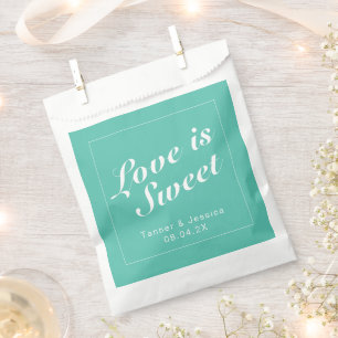 Aqua & White Modern Minimalist Wedding Favor Bag