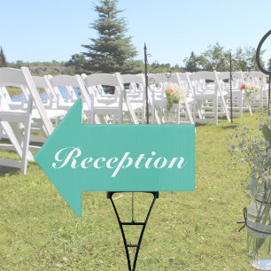 Aqua & White Modern Wedding Reception Sign