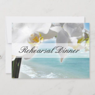 Aqua/White Orchid Beach Rehearsal Dinner Invite