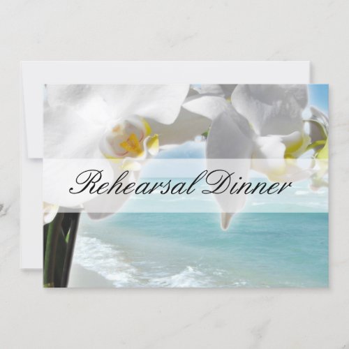 Aqua/White Orchid Beach Rehearsal Dinner Invite