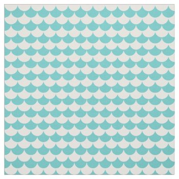 Aqua White Pattern Scales Fabric by BestPatterns4u at Zazzle