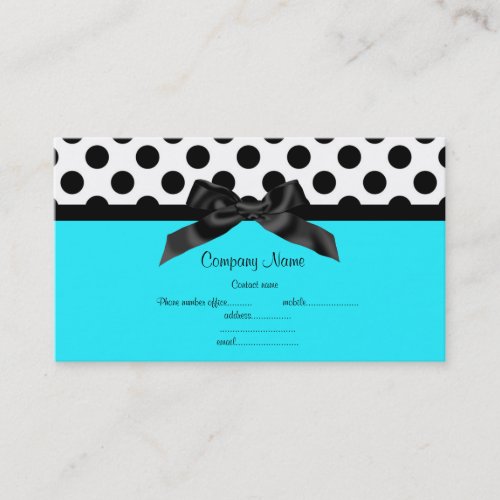 AQUA WHITE POLKA DOT BUSINESS CARD