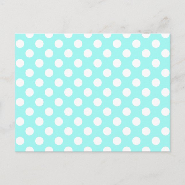 Aqua & White Polka Dot Wedding RSVP Postcard (Front)
