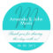 Aqua White Simple Initial Wedding Favor Thank You