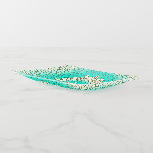 Aqua/white Stained Glass Effect > Trinket Tray (Angled)