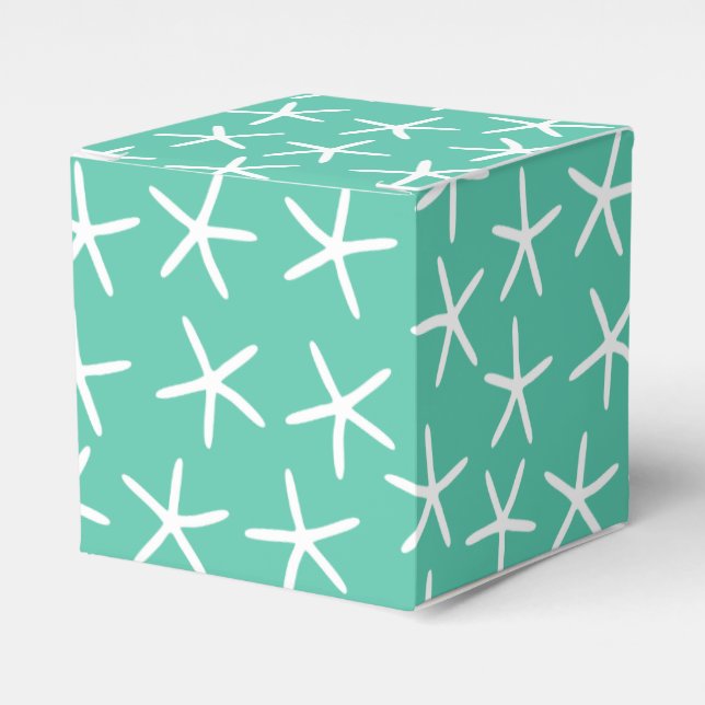 Aqua white starfish favor boxes (Front Side)