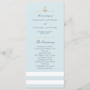 Aqua White Striped Nautical Program Rack Cards