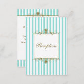 Aqua, White Stripes Gold Scrolls Enclosure Card (Front/Back)