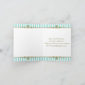 Aqua, White Stripes Gold Scrolls Thank You Card (Inside)