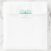 Aqua, White Stripes Gold Scrolls Wedding Sticker (Bag)