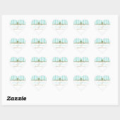 Aqua, White Stripes Gold Scrolls Wedding Sticker (Sheet)