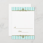 Aqua, White Stripes with Gold Scrolls Placecard (Front/Back)
