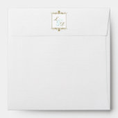 Aqua, White Stripes with Gold Scrolls Sq. Envelope (Back (Top Flap))