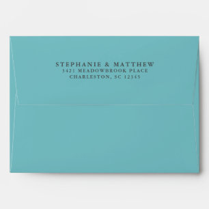 Aqua White Wedding Chic Return Address Elegant Envelope