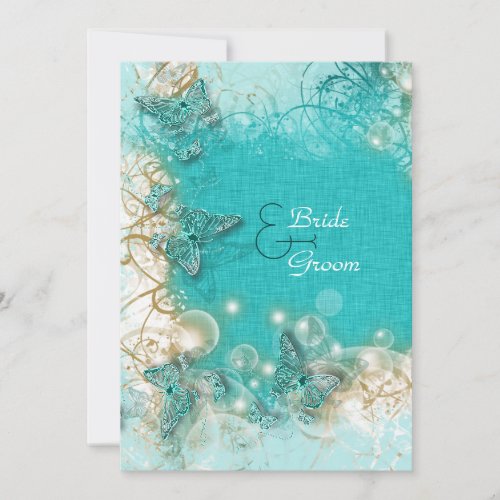 Aqua white wedding engagement anniversary personalized invite