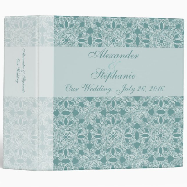 Aqua/White Wedding Planner/ Photo Album Binder (Front/Spine)