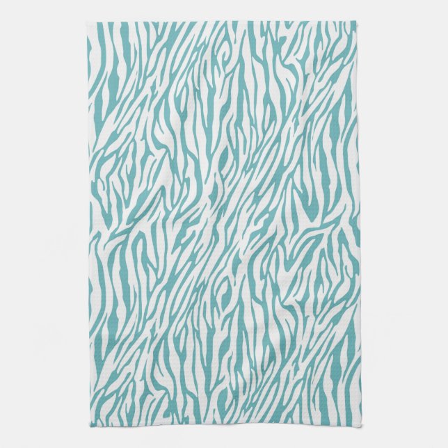 Aqua White Zebra Print Towel (Vertical)