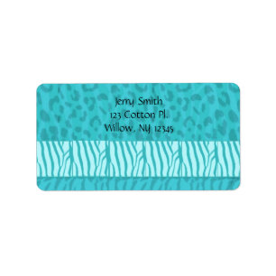 Aqua Wild Animal Fur Pattern Label