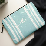 Aqua Winter Birch Trees and Bird Laptop Sleeve<br><div class="desc">Beautiful vector illustration of a bird perched on a birch tree. It can be personalized with your name,  monogram,  initials or any text of your choice for a complete custom look!</div>