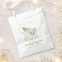 Aqua Winter Sleigh Its Cold Outside Baby Shower Favor Bag
