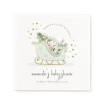 Aqua Winter Sleigh Its Cold Outside Baby Shower Napkins
