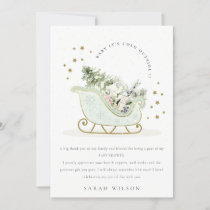 Aqua Winter Sleigh Its Cold Outside Baby Shower Thank You Card