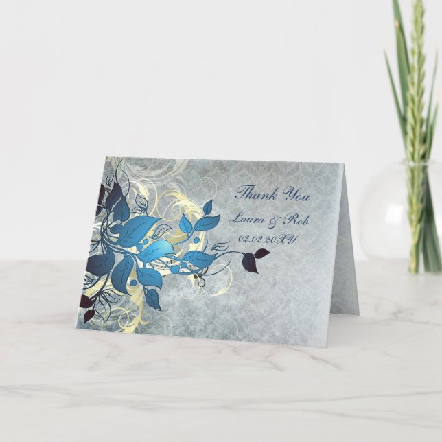 aqua winter wedding Thank You Card (Front)