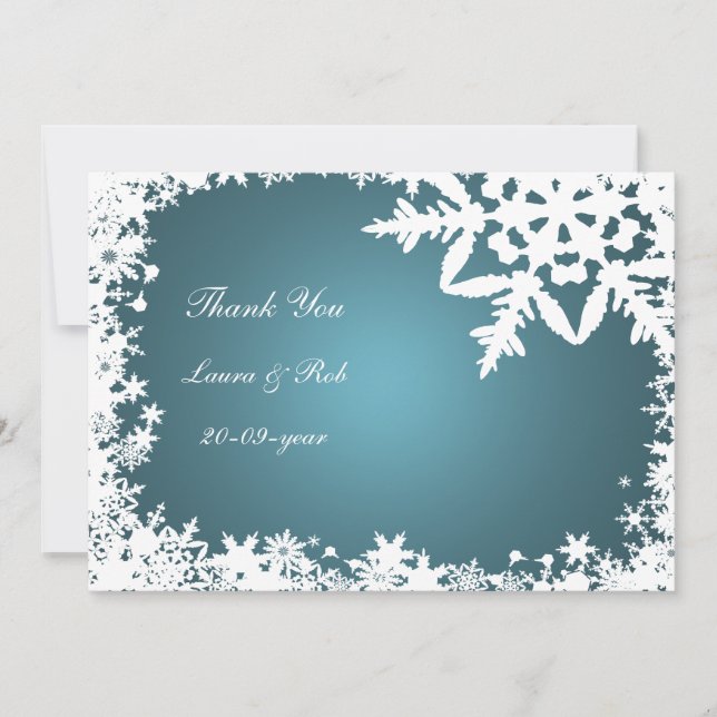 aqua winter wedding Thank You Invitation (Front)