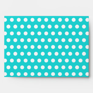Aqua with White Polka Dots Envelope