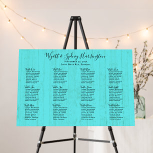 Aqua Wood Grain Driftwood Reception Seating Chart Foam Board