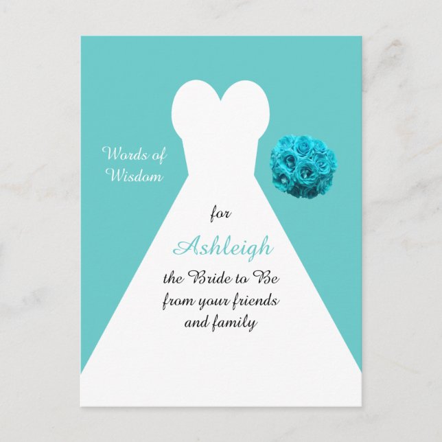 Aqua Words of Wisdom for Brides Post Card (Front)