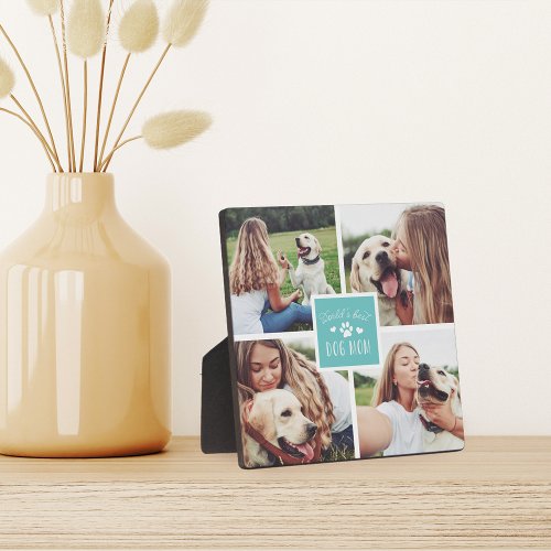 Aqua  Worlds Best Dog Mom Photo Collage Plaque