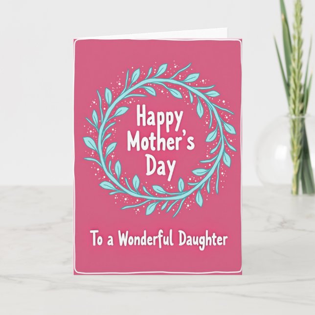 Aqua Wreath Mothers Day Card (Front)